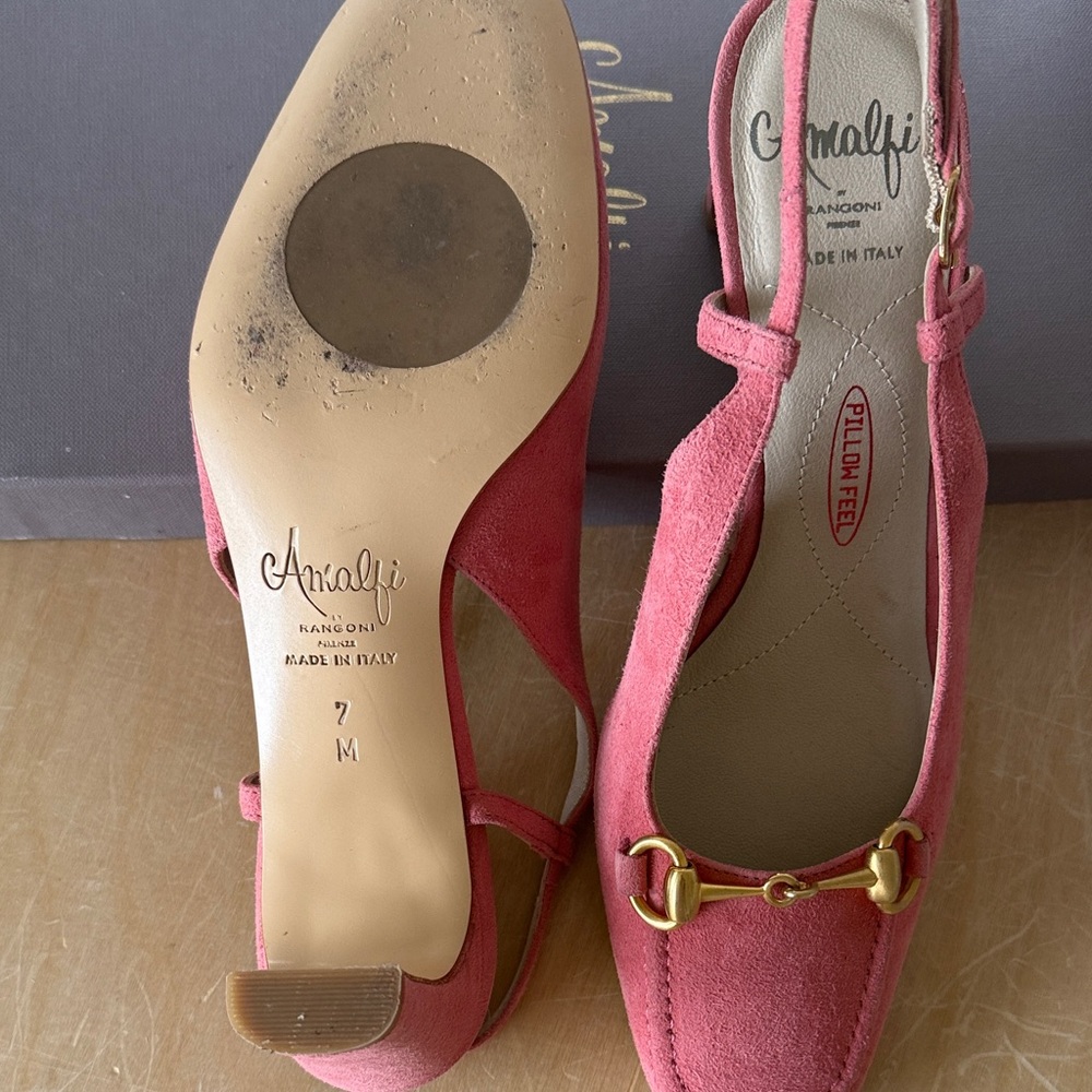 Rangoni Pink Slingback Heels with Gold Accents - Picture 5 of 7